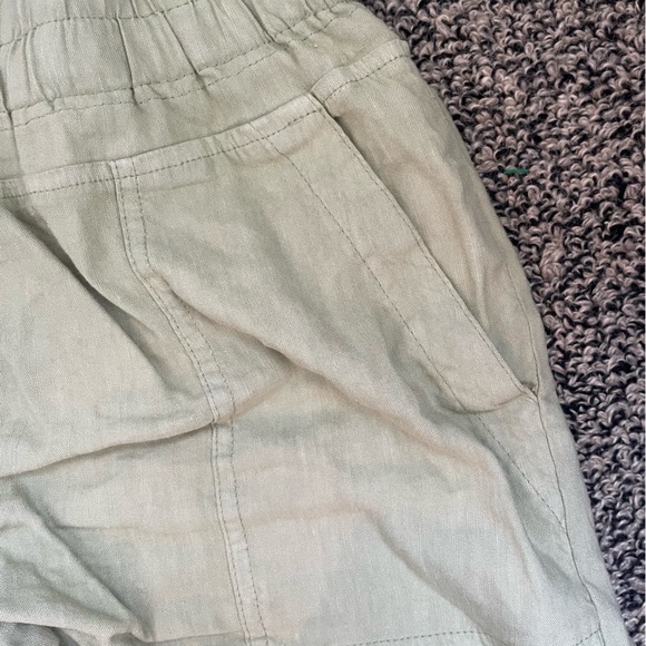 KUT NWOT Sage Green Linen Lightweight shorts drawstring Summer Large - Picture 4 of 6